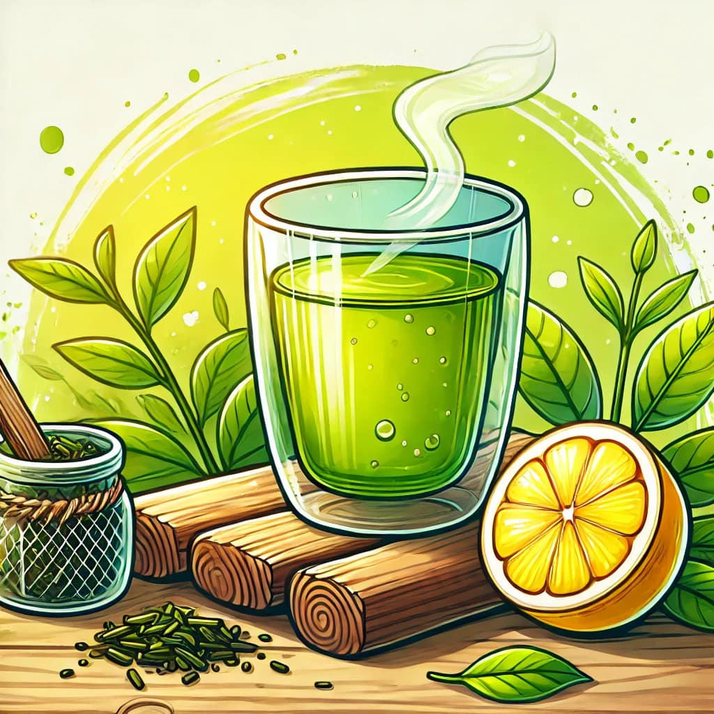 DALL·E-2024-12-27-02.39.35-A-refreshing-and-vibrant-cartoon-style-illustration-for-Green-Tea-as-a-Remedy-for-Fatigue.-The-image-features-a-steaming-glass-of-green-tea-on-a-rus Natural Remedies for Fatigue: Boost Your Energy Naturally
