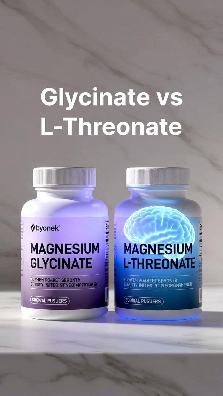 Magnesium Glycinate vs L-Threonate supplement bottles side by side